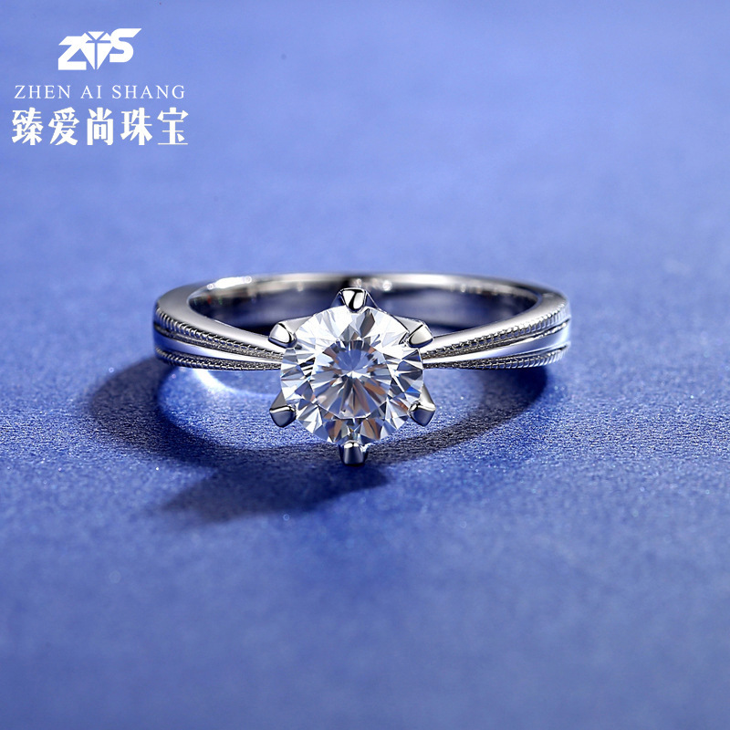 新品925银莫桑钻戒指 女款韩版经典周家丝带钻石戒指宝石首饰礼品