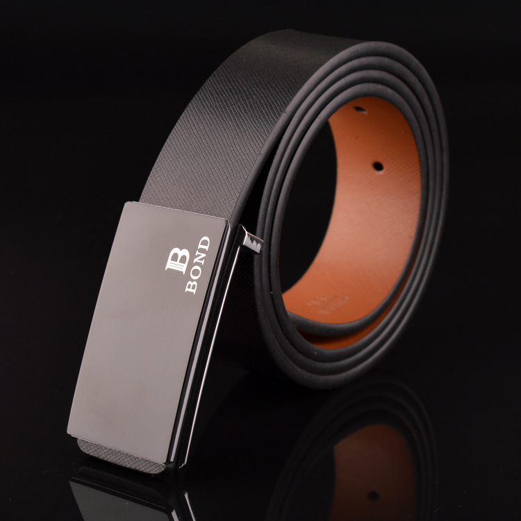 bond宾利世家男士皮带平滑扣真皮腰带内穿式商务休闲板扣裤腰带