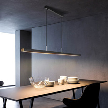 一字餐厅吊灯现代简约长条形餐桌灯极简2022新款厨房吧台灯茶室灯