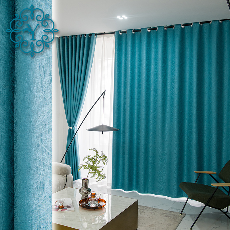 雅芙尼加厚暗纹小提花黑丝遮光窗帘 客厅卧室竖拼diy纯色拼接窗帘