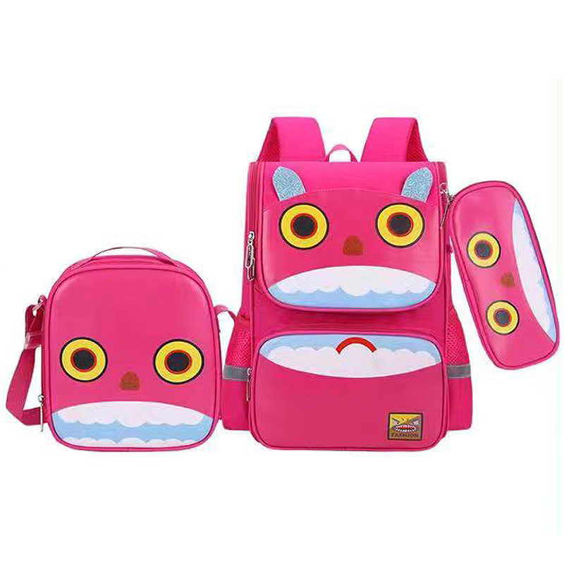 Fashion Three-Piece Set Student Schoolbag Boys and Girls Cross-Border Shoulder Large Capacity Spine Protection Backpack