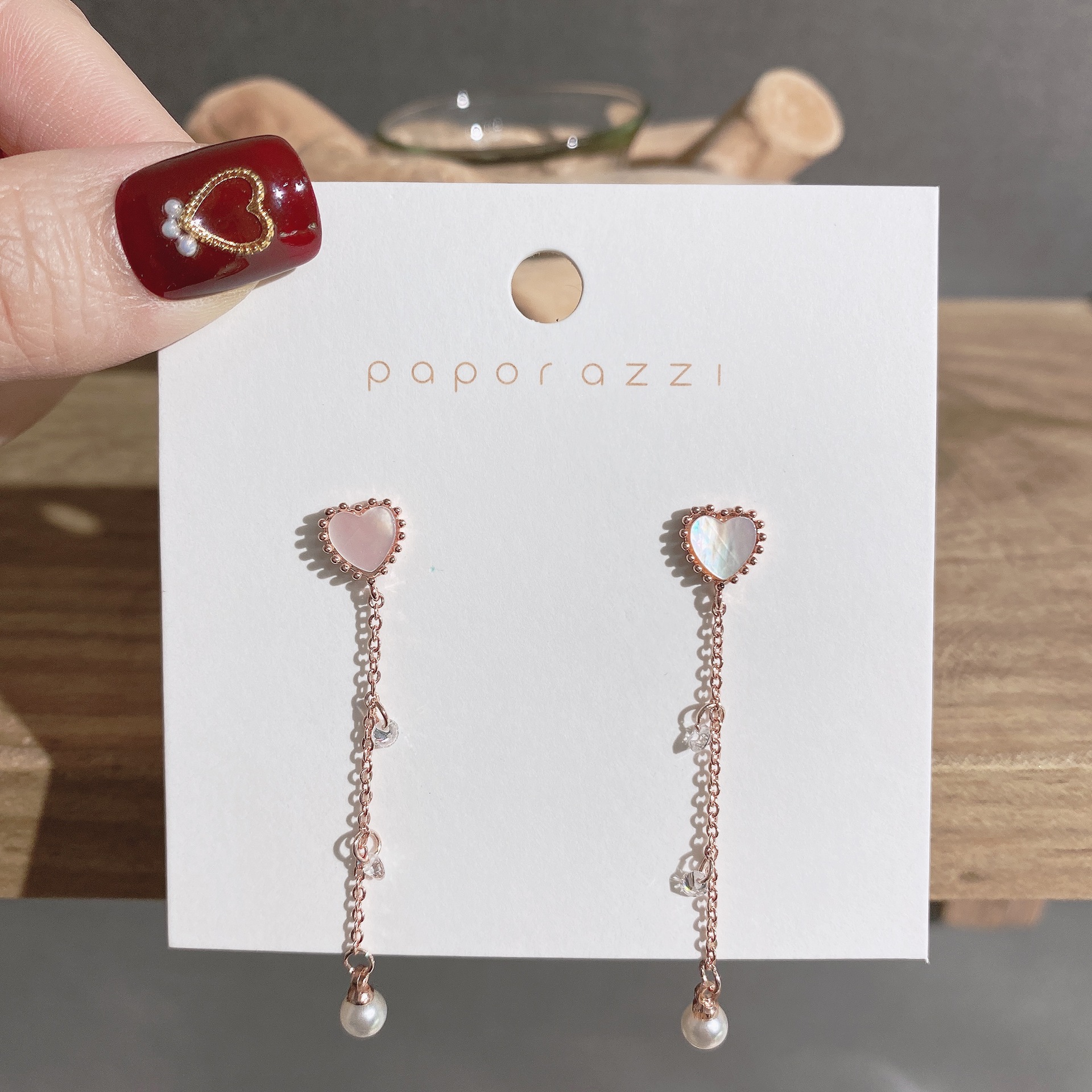 Korean Style Vintage Earrings Long Heart Shell Tassel Earrings Temperament Rose Gold Stud Earrings for Women