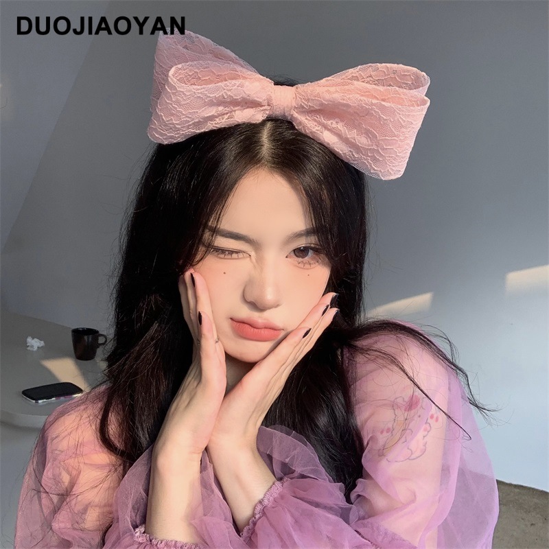 New Exaggerated Lace Big Bow Headband Korean Three-Dimensional High Sense Hair Accessories Ins Style All-Match Headband Wholesale