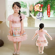 女童洛丽塔公主裙新款中式夏季连衣裙儿童民族国风套装民族风裙子