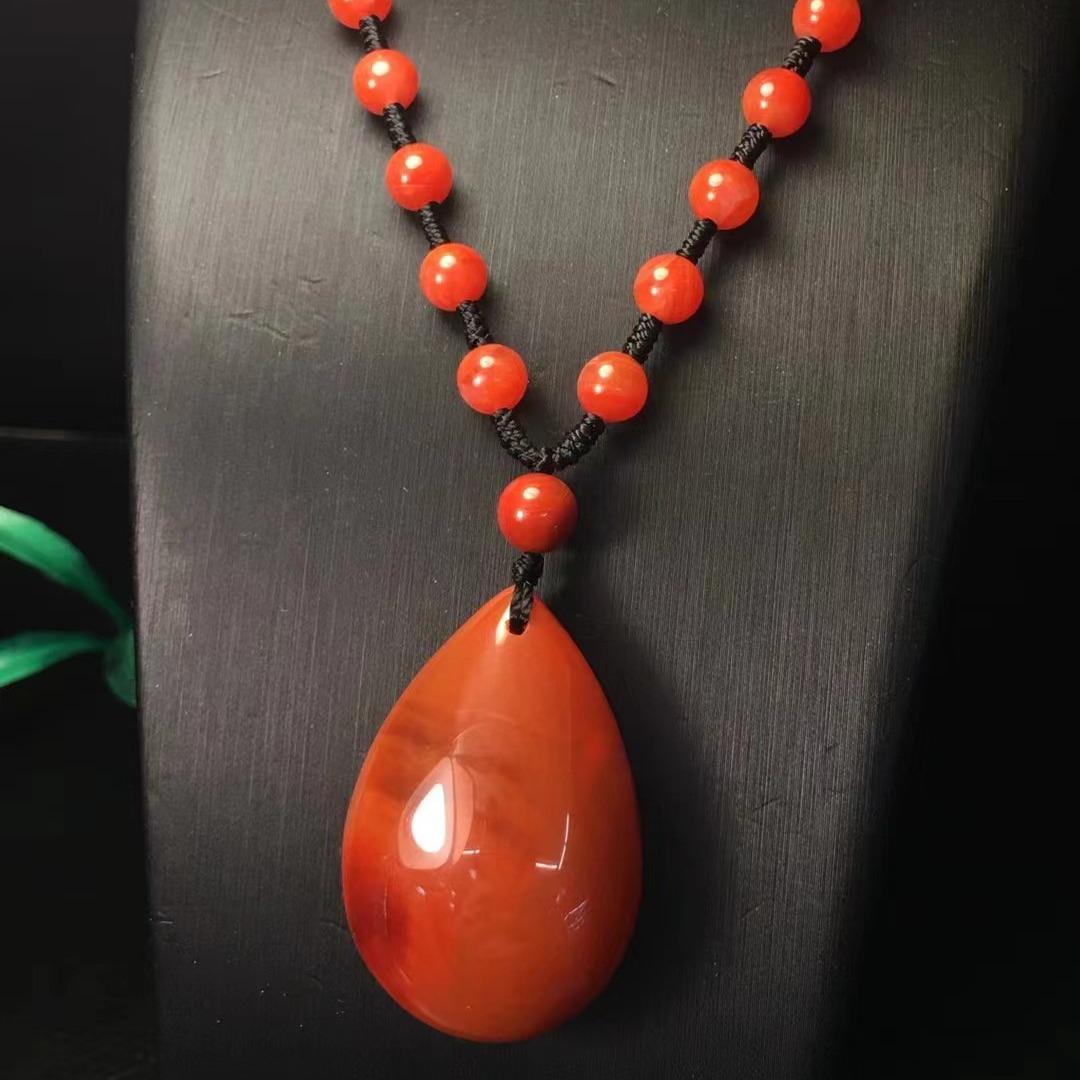 厂家直销 川料南红吊坠毛衣链项链 满色满肉 可diy搭配-阿里巴巴