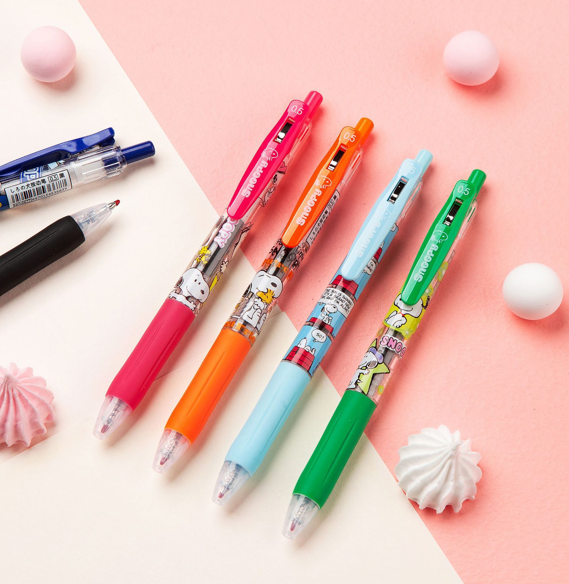 禾硕新款史努比日系卡通可爱萌自动动漫周边中性笔黑色水笔