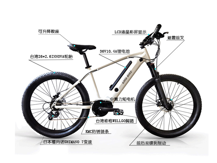 出口版中置力矩电机电动自行车山地户外成人代步车