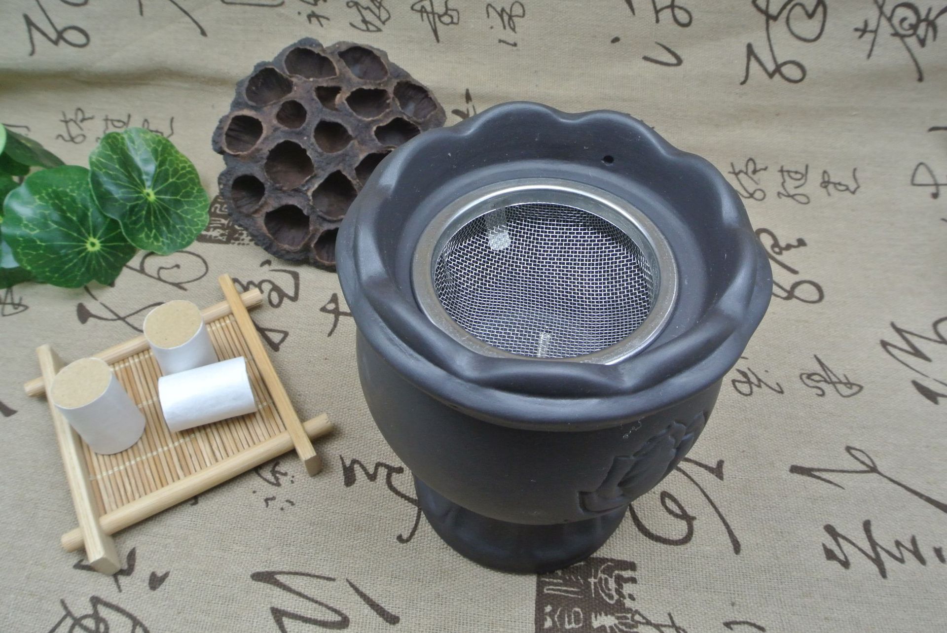 火龙罐紫砂双层莲花口 紫砂火龙罐中号 艾灸刮痧罐用太极中医家用