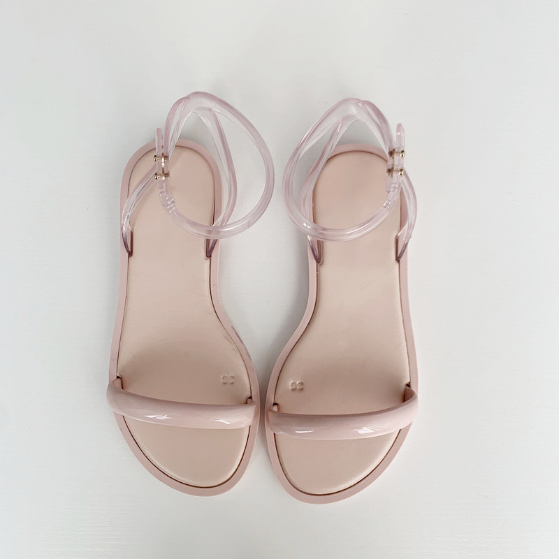 巴西melissa梅丽莎一字绑夏季沙滩凉鞋 绑带鱼嘴平底简约女鞋子