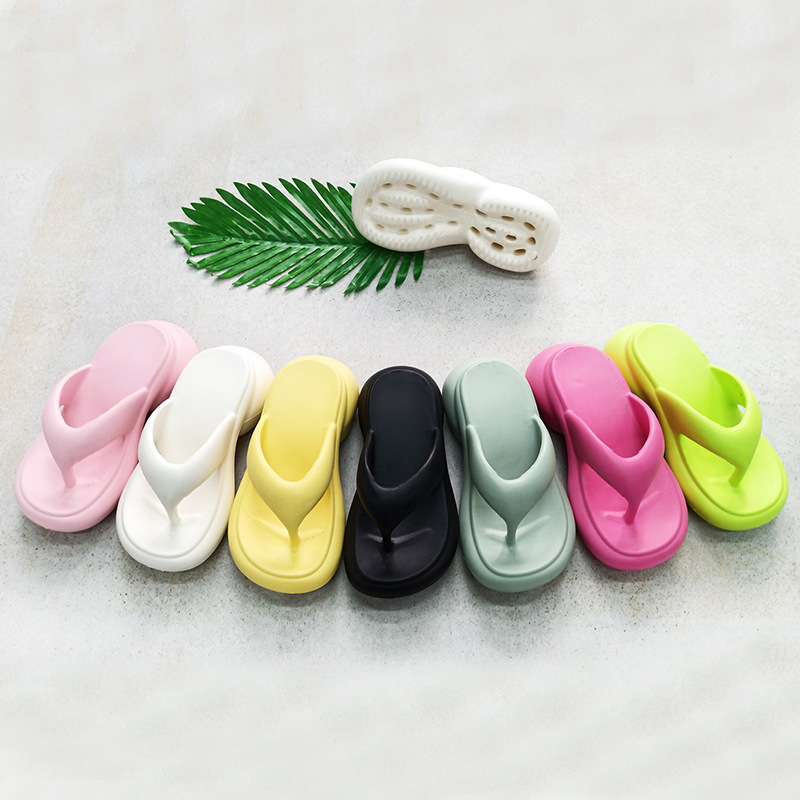 eva坡跟拖鞋防滑软底踩屎感人字拖外穿时尚糖果色欧美夹趾凉拖鞋