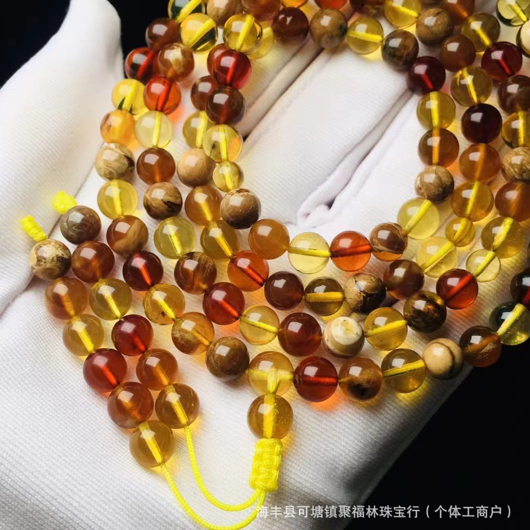 批发 天然琥珀蜜蜡多宝佛珠 根珀 白根 熔洞 蓝珀 金棕等多种