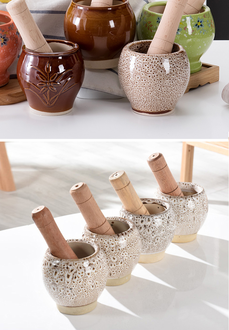 陶瓷捣蒜器蒜泥器大蒜压蒜器蒜蓉捣碎捣药罐家用研磨器手动蒜臼子