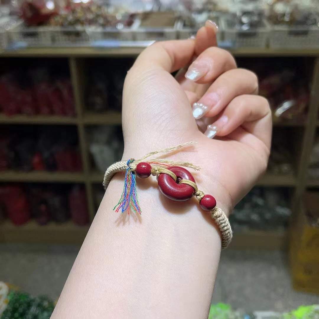 朱砂紫砂平安扣手绳,尺寸约16*6mm-阿里巴巴