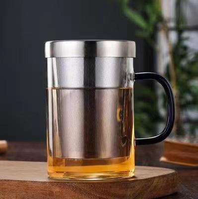 Office Glass of Tea Separation Tea Brewing Cup with Handle Does Not Stainless Steel Tea Strainers Strainer Tea Cup Glass Color Handle Three Cups