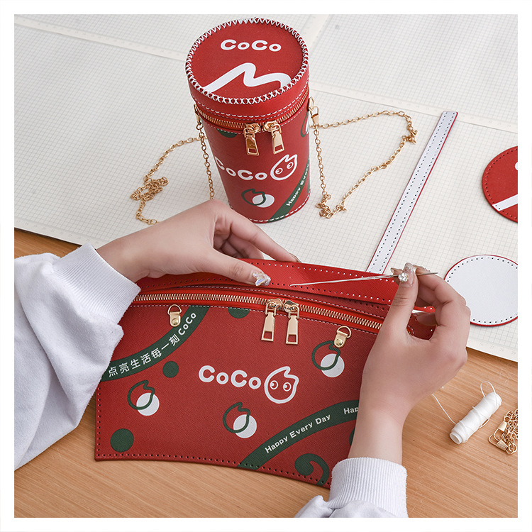 Milky Tea Cup Women's Bag Personalized Messenger Bag Funny Quirky Drinks round Bag Trendy Material Bag Handmade Bag Homemade Trendy