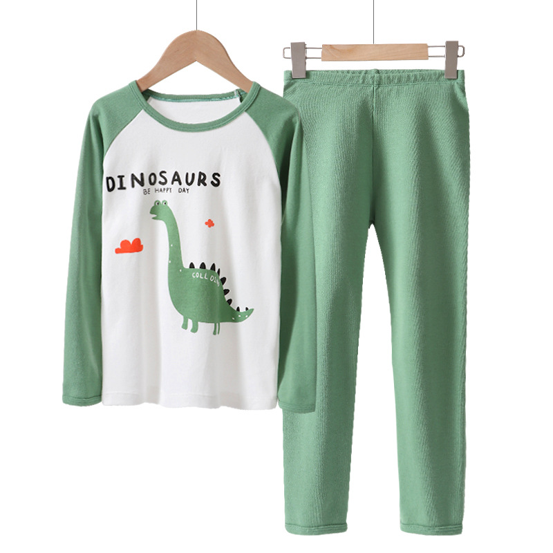 Children's Underwear Suit Cotton Pajamas Boys' Long Johns Top & Bottom Cotton Children and Teens' Loungewear Wholesale Spot