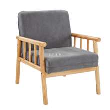 北欧日式实木布艺沙发小户型阳台客厅单人椅简约复古轻奢单人沙发