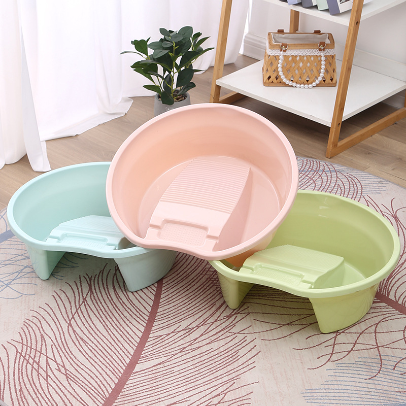 Supply Thickened Laundry Basin Washtub with Washboard Plastic Laundry Basin Laundry Basin Household Extra Thick Band Washboard Plastic Basin