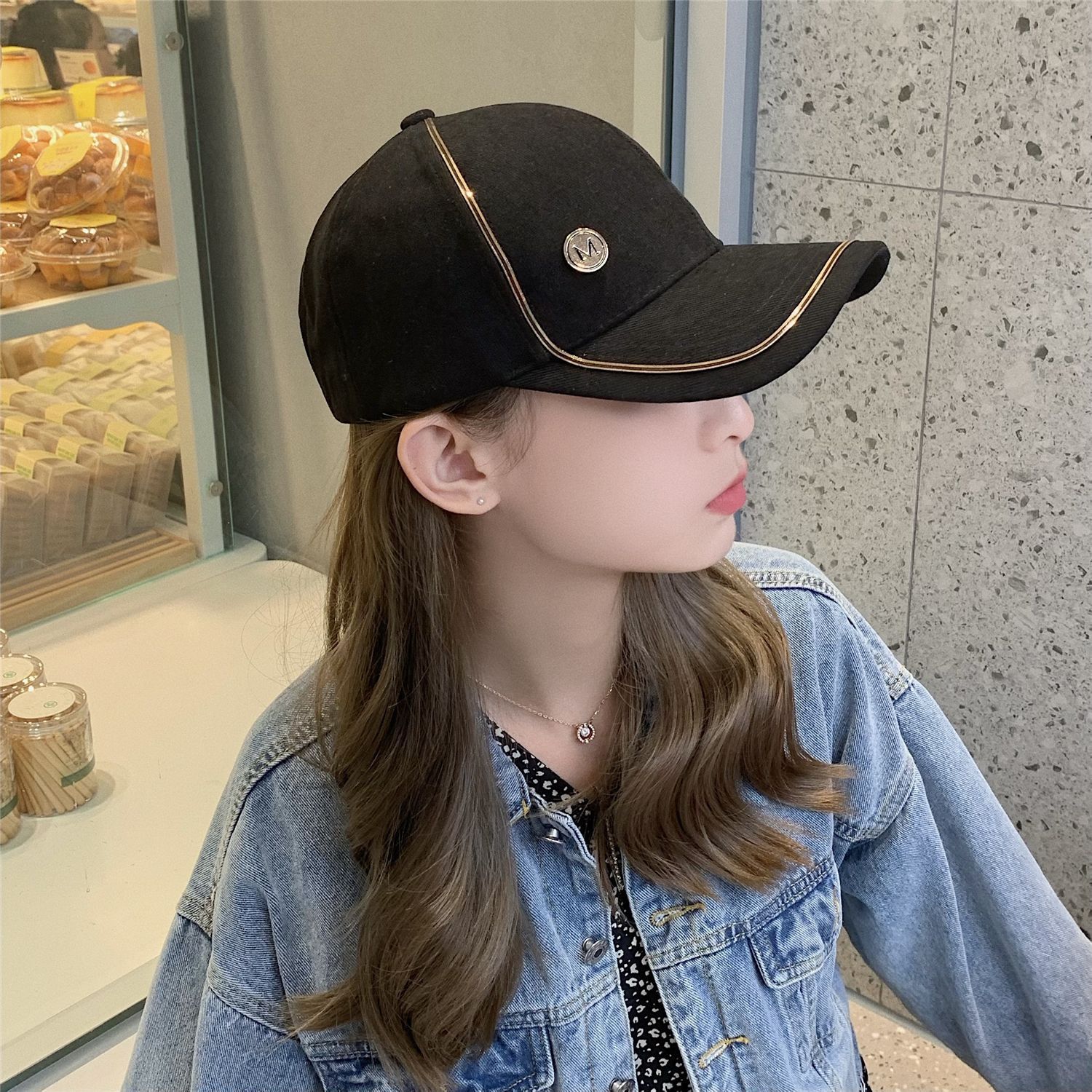 帽子女春夏棒球帽防晒遮阳时尚鸭舌帽镶钻休闲帽韩版带水钻太阳帽