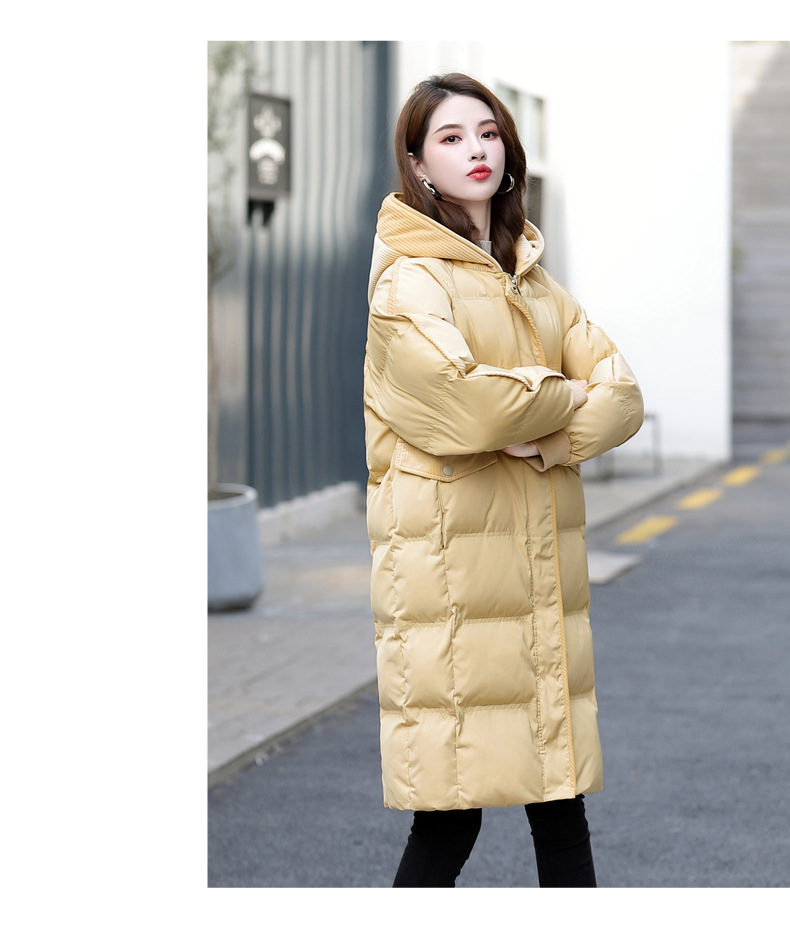 冬季女装新款羽绒棉服外套加厚保暖棉袄简约时尚宽松中长款棉衣女