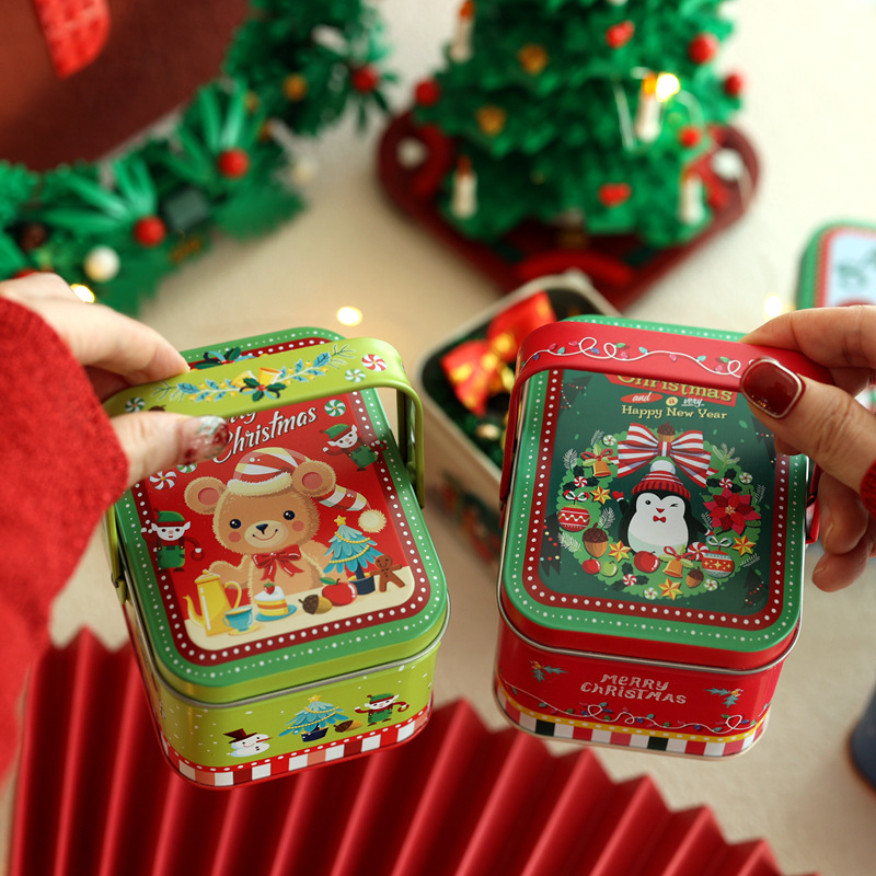 原创圣诞节礼物小礼品儿童糖果盒子幼儿园手提铁盒创意包装棒棒糖