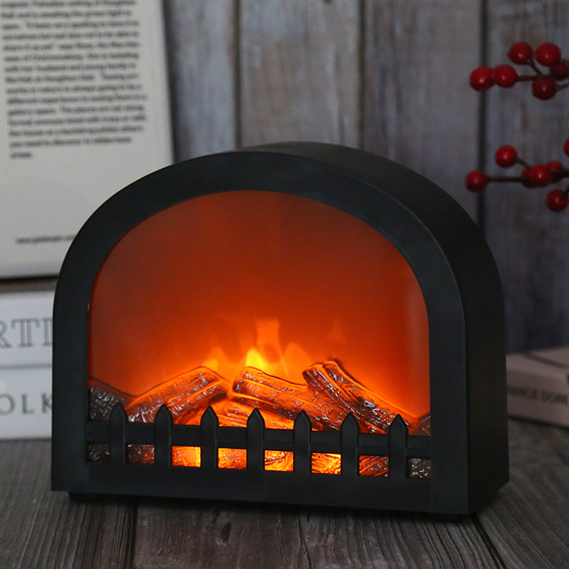 Simulation Semicircle Flame Fireplace Wind Lamp Ins Living Room Halloween Nordic Decoration Lamp Props Lamp Led Creative