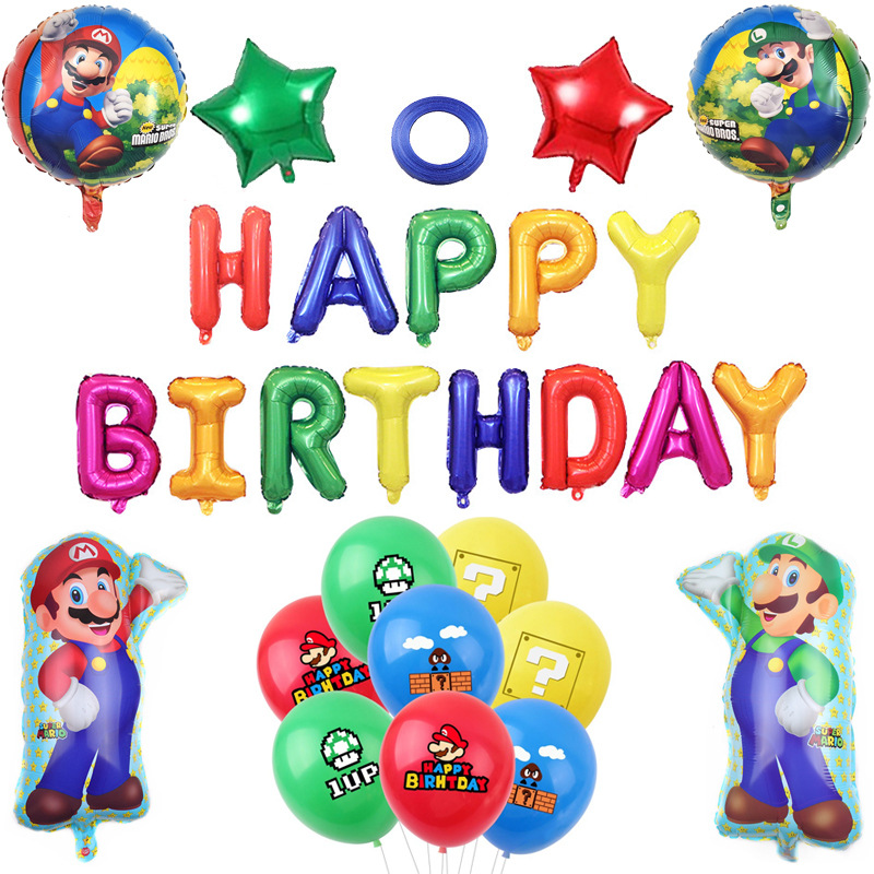 Cartoon Mario Aluminum Balloon Super Mario War Children's Toy Aluminum Balloon Birthday Party Decoration