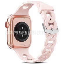 适用apple watch7 41mm45mm硅胶圈圈表带苹果手表9硅胶手链腕带