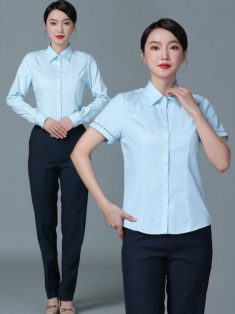 新款中国邮政储蓄银行工作服女短袖衬衫邮局工装套装制服衬衣夏季