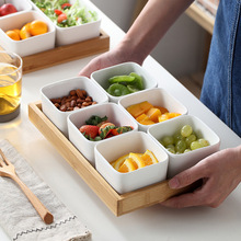 Creative White Ceramic Fruit Snack Grid Plate Snack Dish跨境