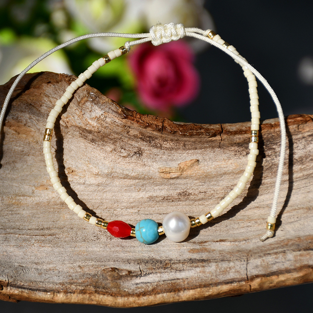 时尚民族风手工串珠珍珠手链女闺蜜编绳手链不掉色礼物饰品批发