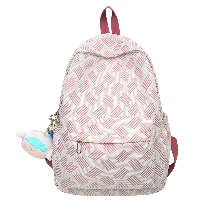 Schoolbag Female New Junior High School Student High School Student Large Capacity Lightweight Backpack Simple Backpack Diamond Plaid Fashion