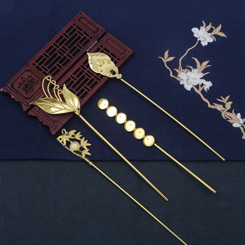 凤翎单直棍古风簪子主体自制宫廷汉服簪娘发饰手工发簪