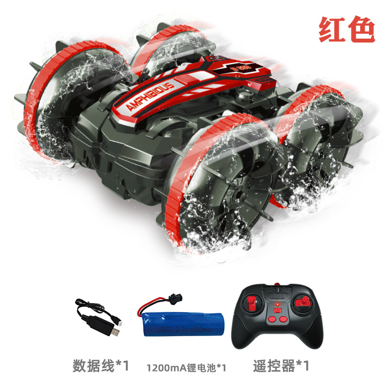 Cross-Border Children's Amphibious Remote Control Car Stunt Double-Sided Rolling 2.4G Wireless Remote Control Electric Toy Car Model