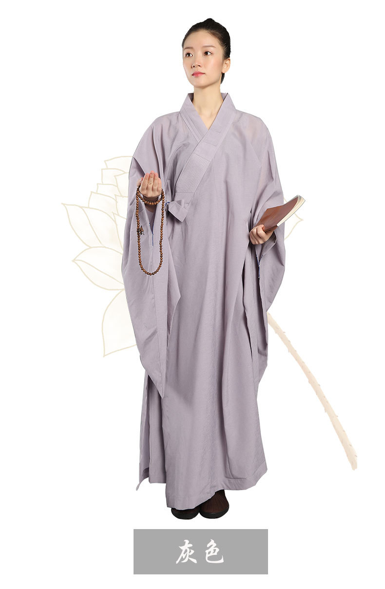 高档海青居士服女款法会和尚袈裟长衫僧衣服僧服海清青衣服咖啡色