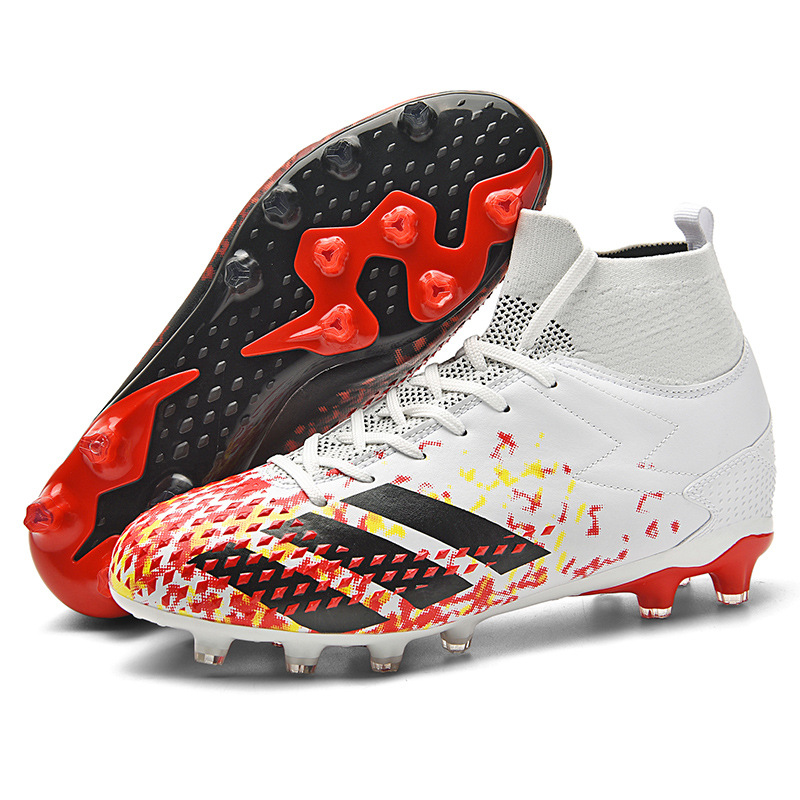 跨境外贸足球鞋 男高帮ag长钉青少年学生训练鞋鸳鸯男女球鞋大码