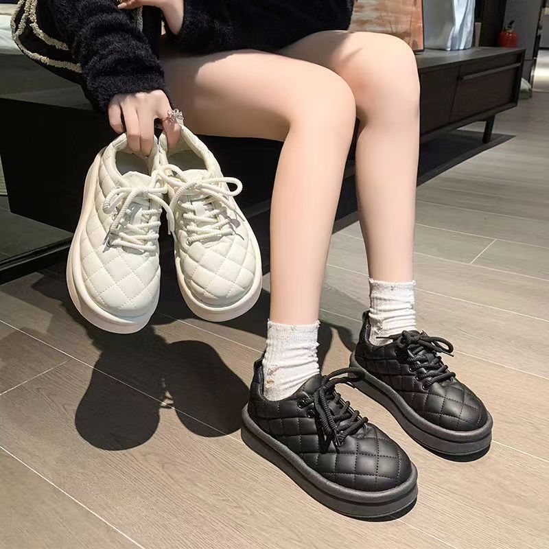 Winter New Women's Big Head Bread Shoes Fleece-lined Thickened Casual Shoes Women's Snow Cotton Boots Outdoor Lazy Shoes Wholesale