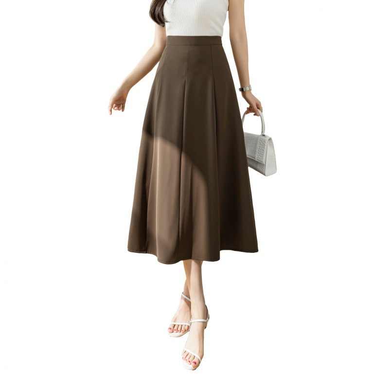 Skirt Women's Summer 2023 New Fashion Small High Waist Pleated A- line Mid-Length Big Hem Umbrella Skirt