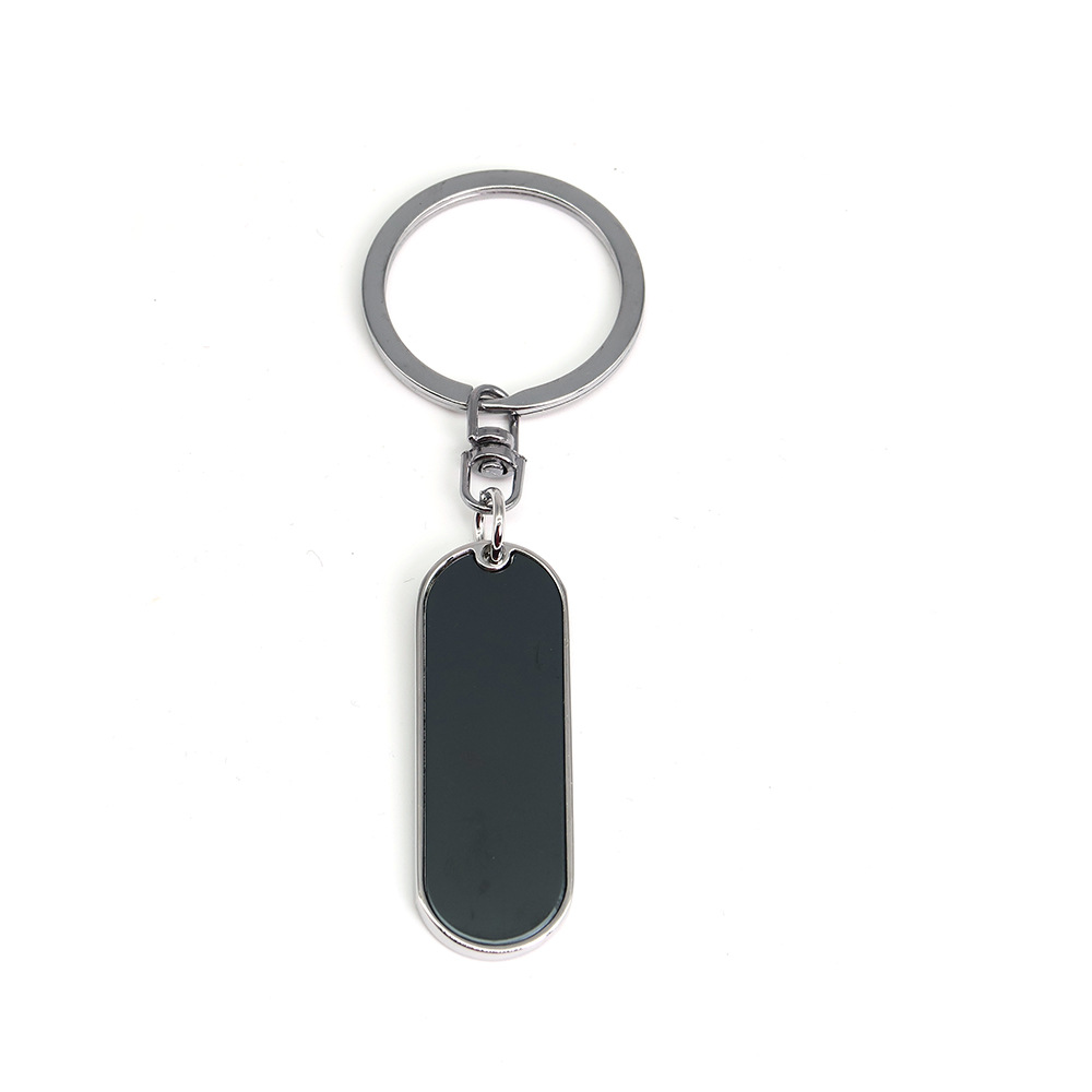 Tiktok Hot Selling Laser Logo Stainless Steel Key Ring Metal Car Keychain Pendant Anti-Lost Diamond Key Card