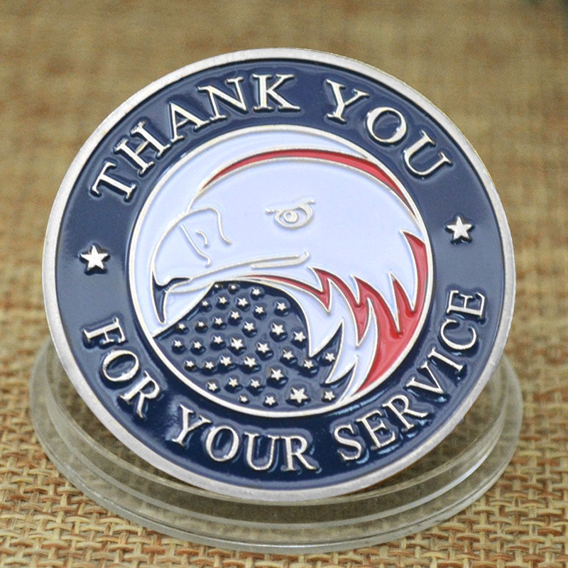 外贸纪念章敬礼将镀银立体浮雕军事纪念章收藏币挑战币徽章