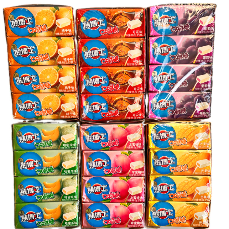 徐福记熊博士口嚼糖12条芒果桔子葡萄可乐汽水味果汁软糖果橡皮糖