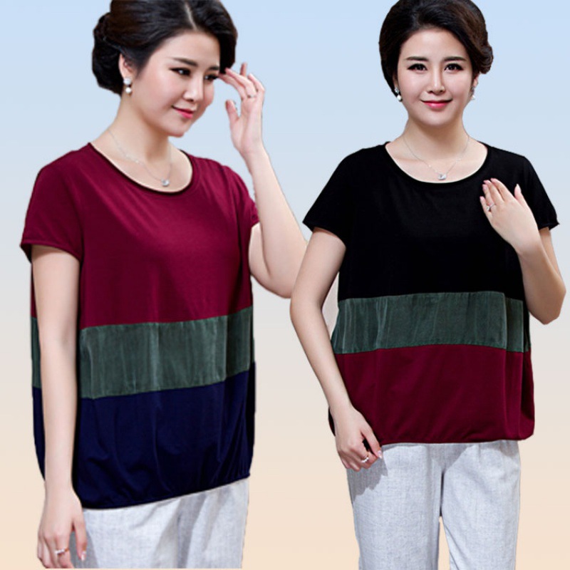 200斤肥婆恤胖妈妈衫中老年女装夏装短袖上衣加肥加大码宽松小衫