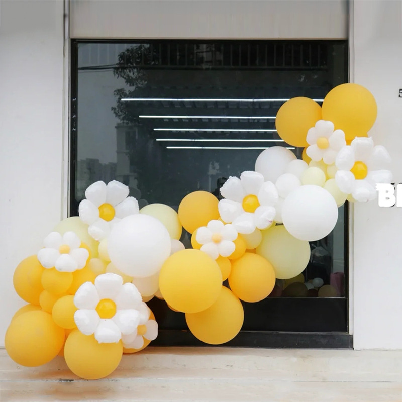 Amazon Cross-Border New Arrival SUNFLOWER Daisy Balloon Chain Birthday Arrangement Macaron Balloon Garland Arch Set