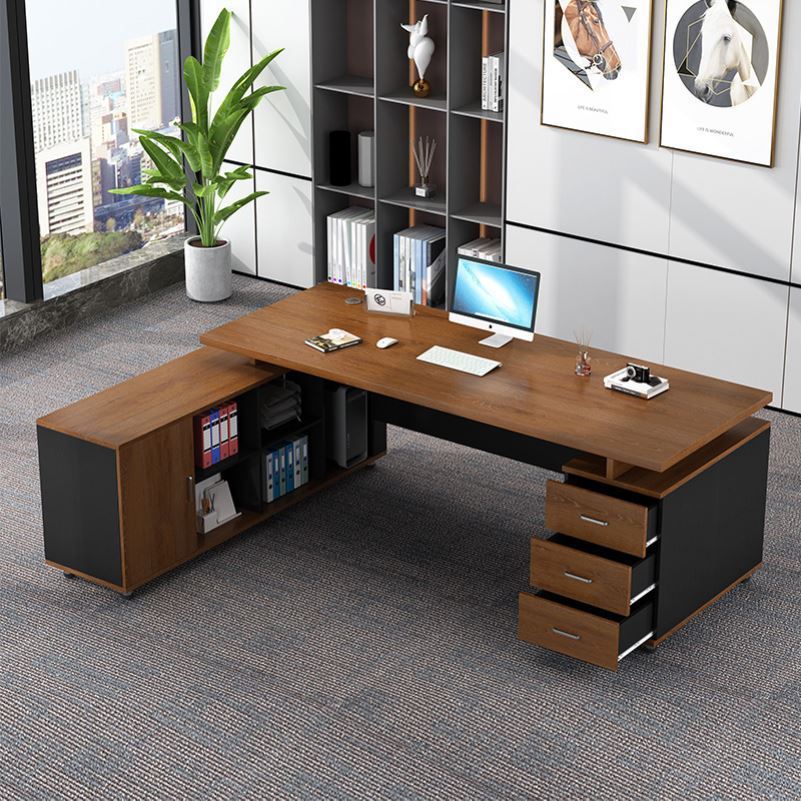 大板老板桌2米办公桌大班台商务书柜老总经理桌经济型办公桌子