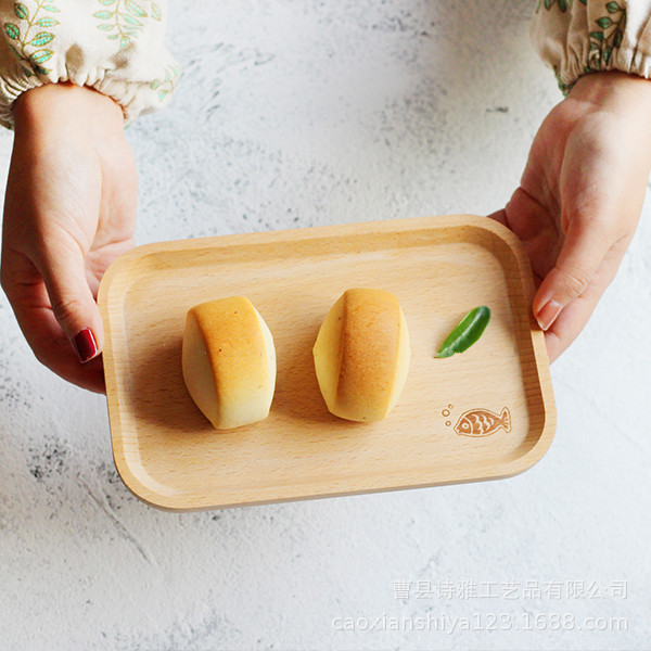 Japanese-Style Pastry Bread Tray Stove Tea Wooden Plate Dessert Plate Western Baking Sushi Kitchen Supplies Dinner Plate