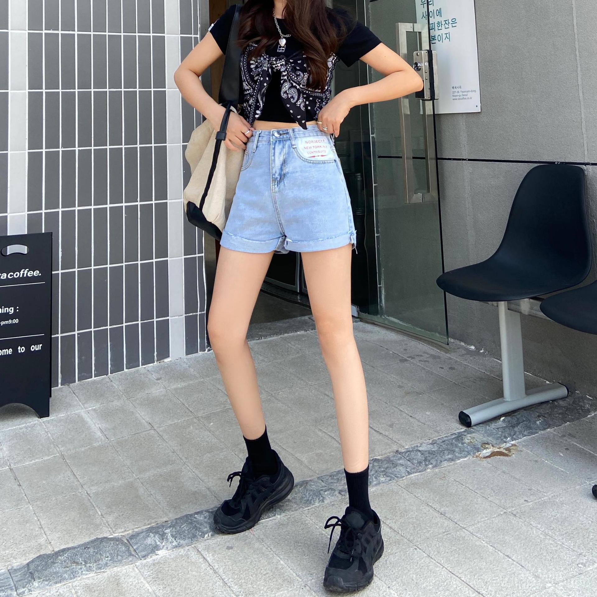 高腰牛仔短裤女新款宽松时尚显瘦薄款阔腿裤子热裤潮胖mm大码女装