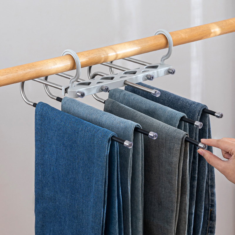 无痕伸缩折叠多功能多层裤架裤子衣架家用魔术裤夹衣柜收纳裤挂架
