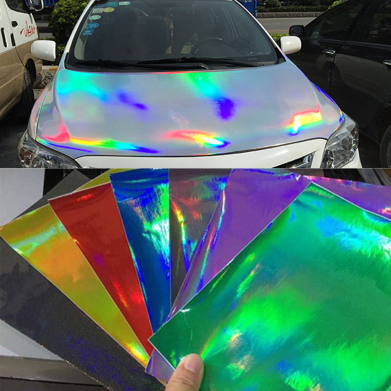 艾诺利汽车改色贴镭射电镀银膜幻彩全车身改装膜彩虹变色龙批发