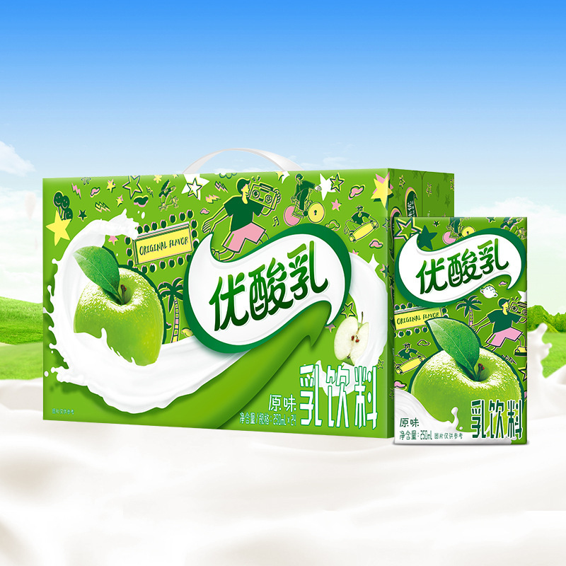 优酸乳原味250*24盒整箱批学生早餐果粒酸奶饮品酸酸乳-阿里巴巴