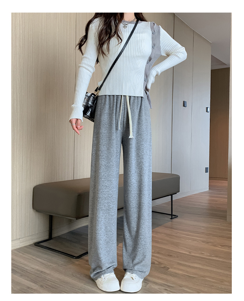 Autumn and Winter New High Waist Drawstring Glutinous Rice Towel Cashmere Wide-Leg Pants Loose Composite Mop Casual Straight Pants Children